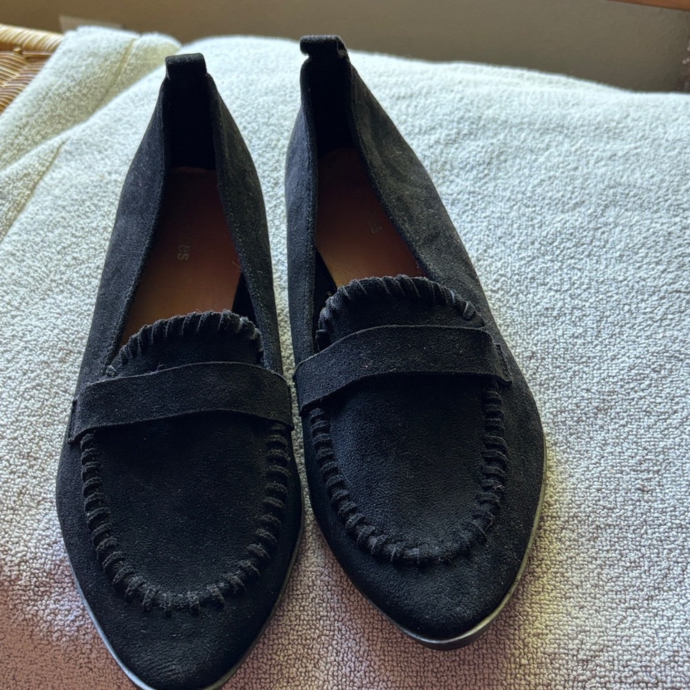 Maurices Black Suede Loafers with Penny Strap